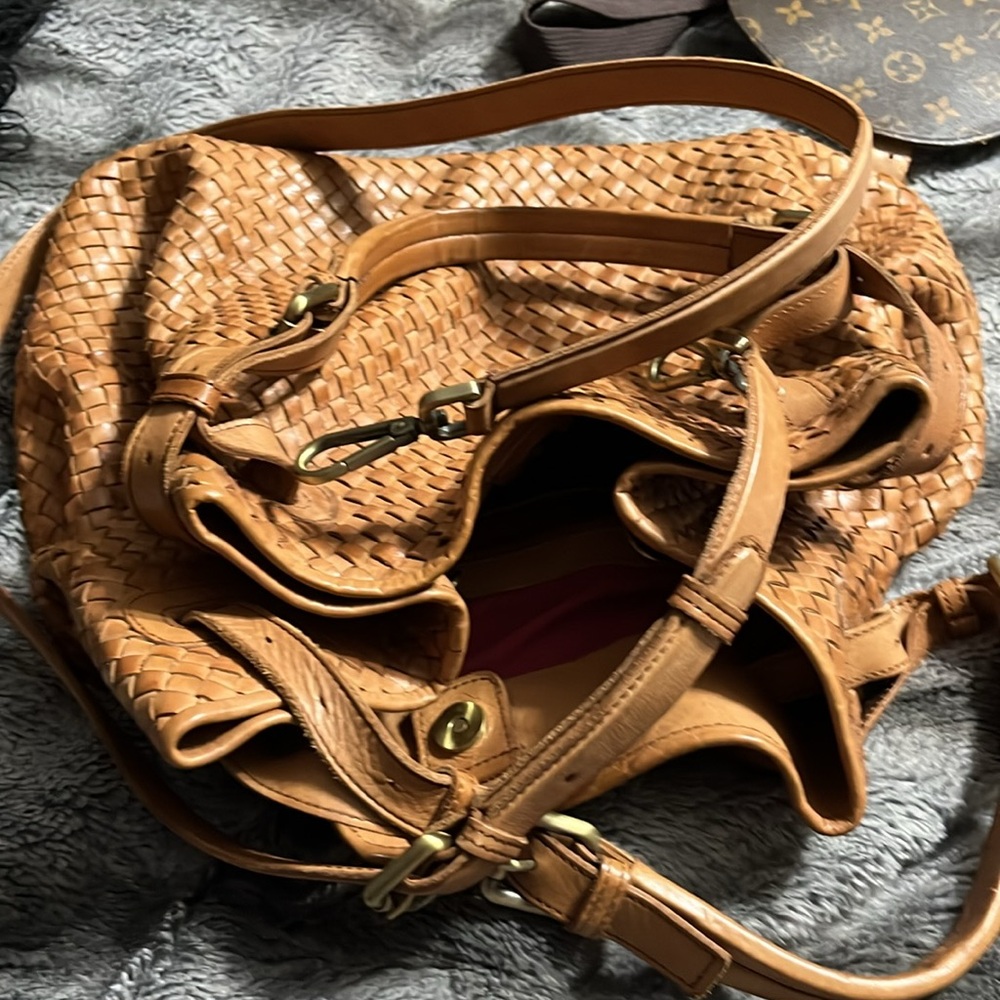 Genuine woven leather large shoulder bag - Picture 6 of 13